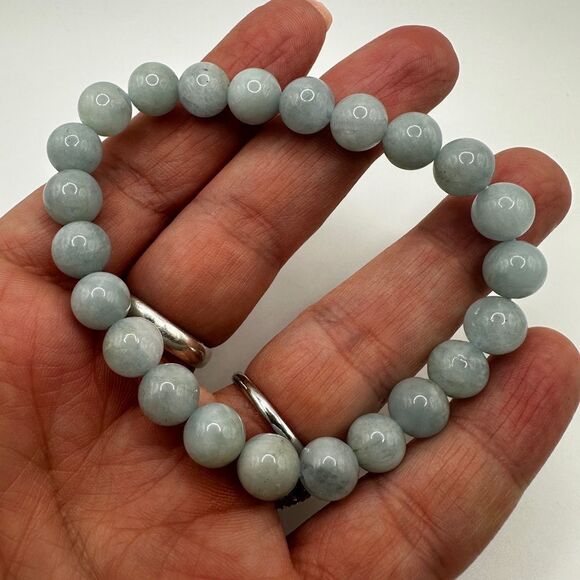 Stunning 8mm genuine Aquamarine beaded stretchy bracelet! - Picture 8 of 8